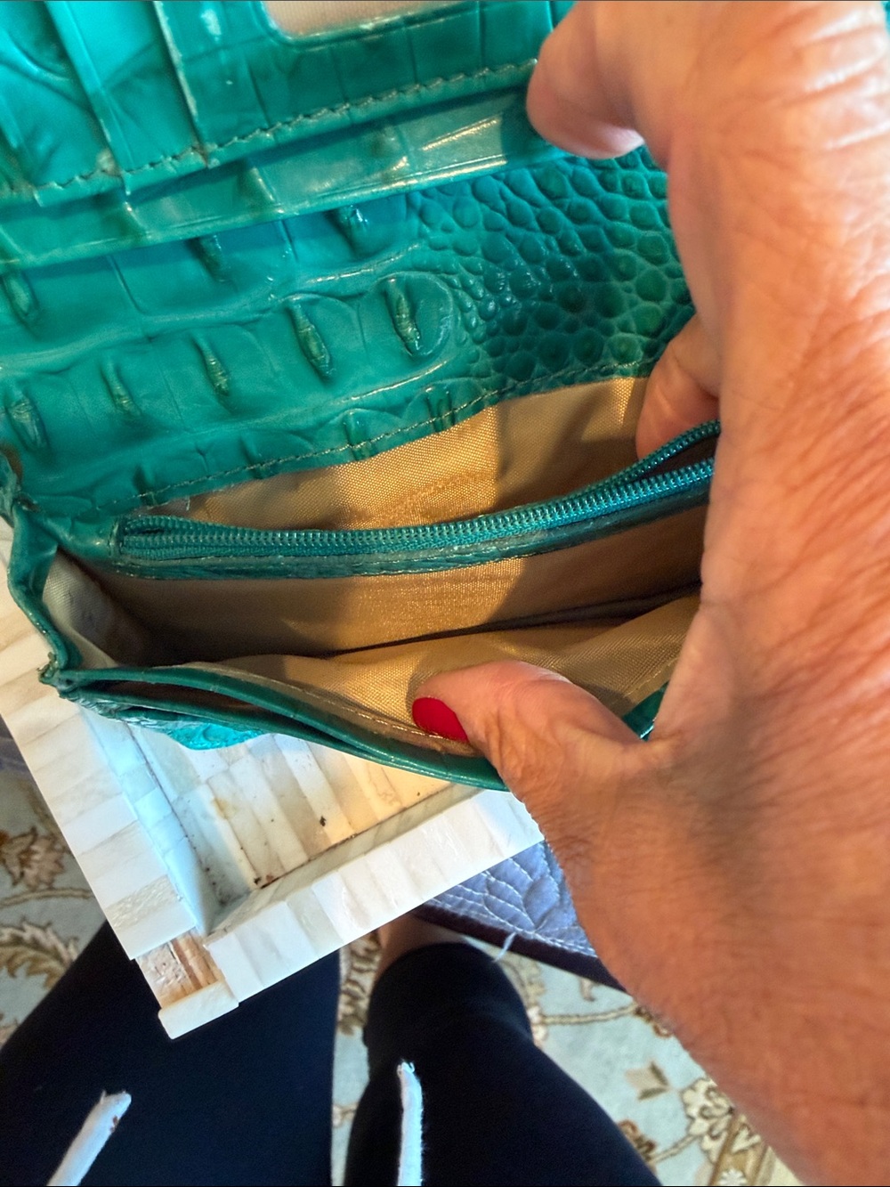 Brahmin Teal Croc-Embossed Wristlet (LS) - Picture 3 of 4